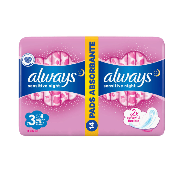Always Sensitive Night Sanitary Pads 14/1